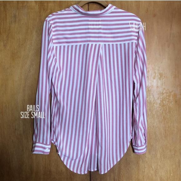 Rails Pink and White Striped Button Down Shirt - Picture 4 of 7